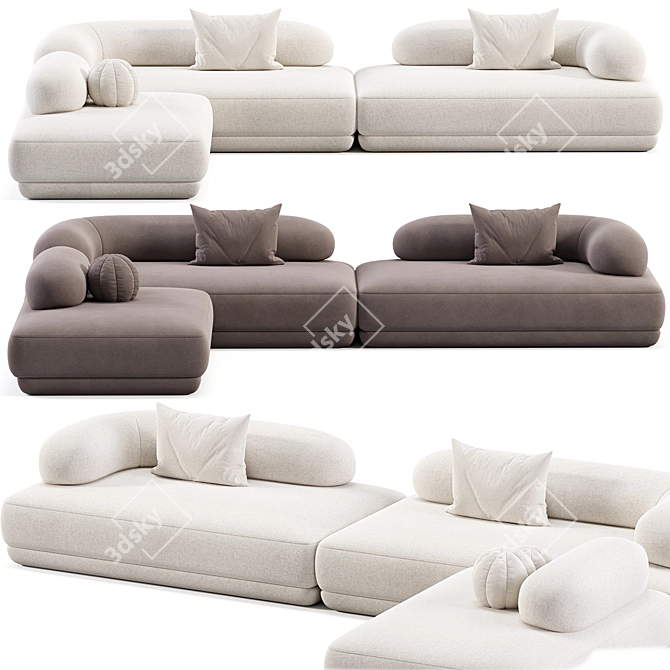 Modern Bumper Sectional Sofa Design 3D model image 3