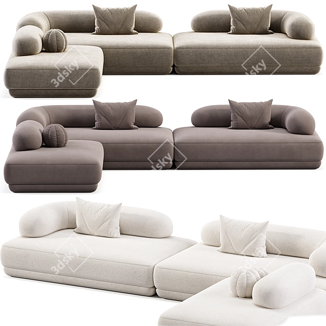 Modern Bumper Sectional Sofa Design 3D model image 4