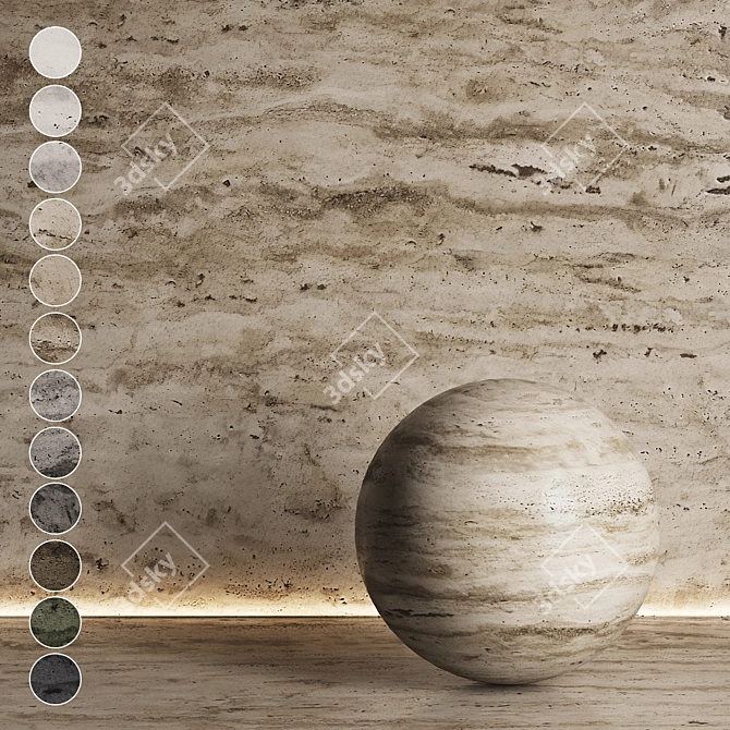 Travertine Stone Texture Collection 3D model image 1