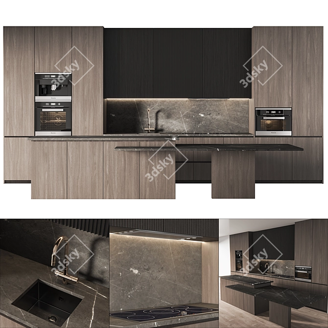 Sleek Kitchen Set 3D Model 3D model image 2