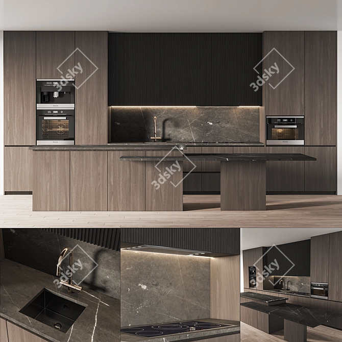 Sleek Kitchen Set 3D Model 3D model image 3