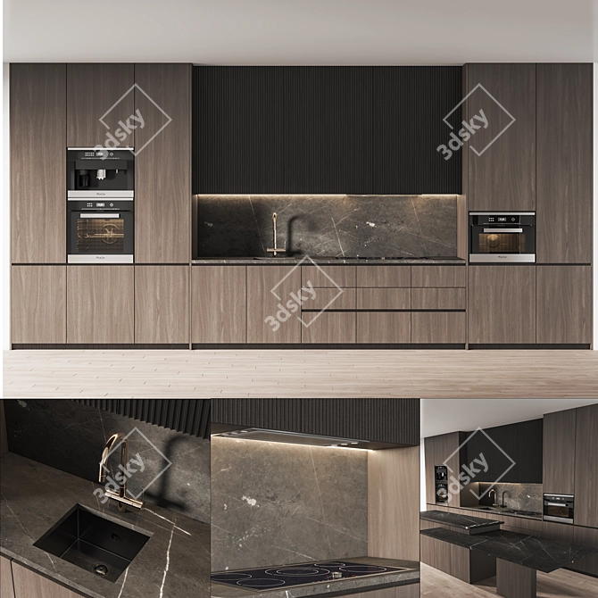 Sleek Kitchen Set 3D Model 3D model image 4