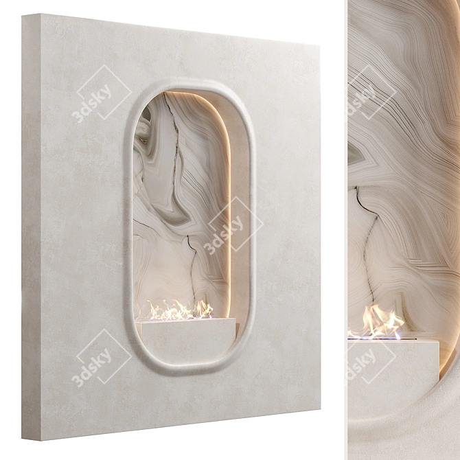 Modern Oval Biofireplace with Marble Accent 3D model image 1