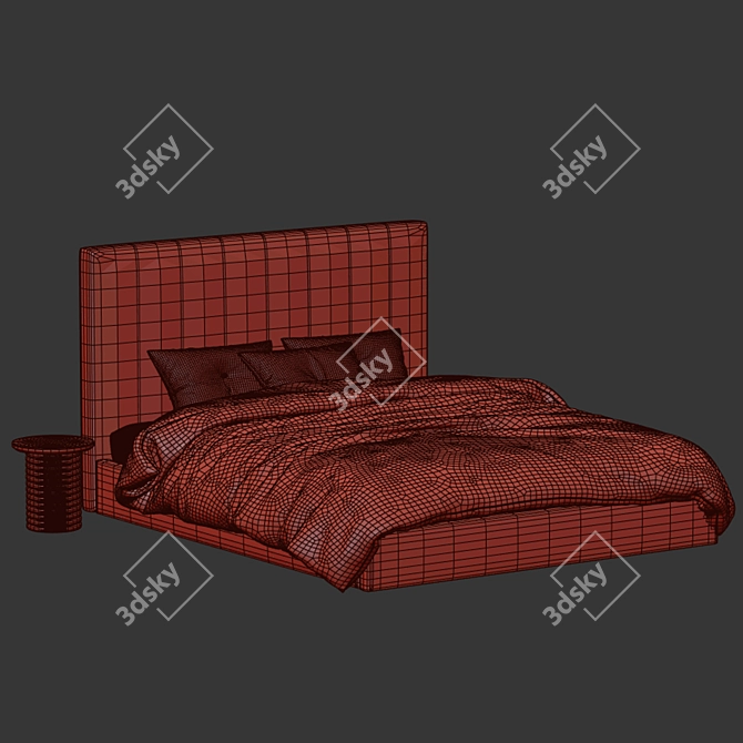 Modern Low Profile King Bed 3D model image 6