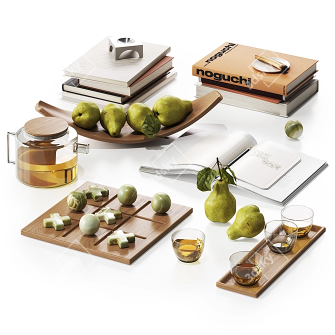 Fruitful Decor Set with Books 3D model image 1