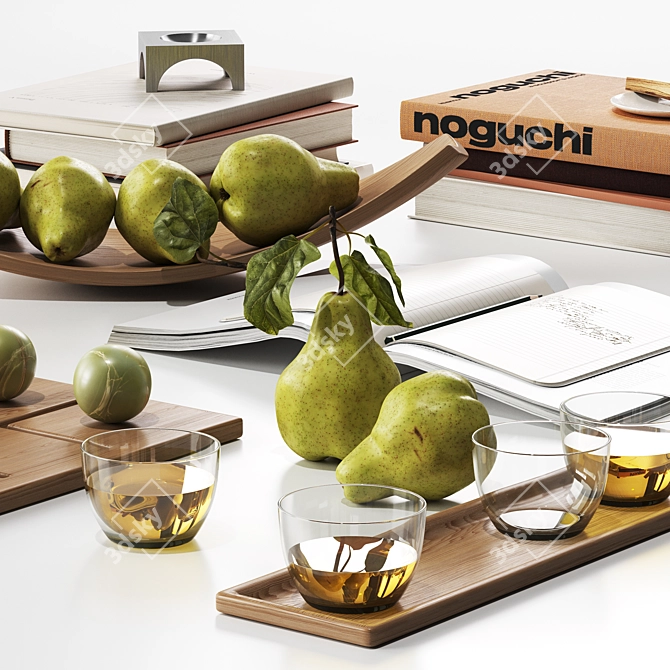 Fruitful Decor Set with Books 3D model image 3