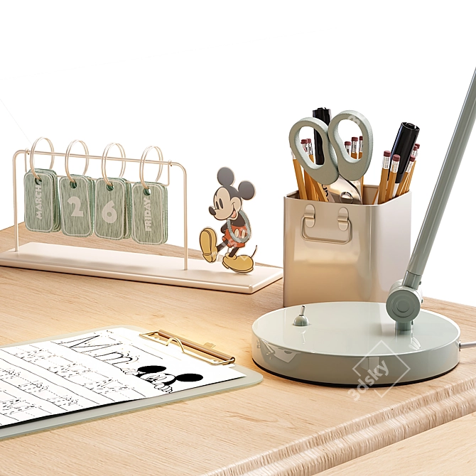 Modern Study Desk for Kids 3D model image 4