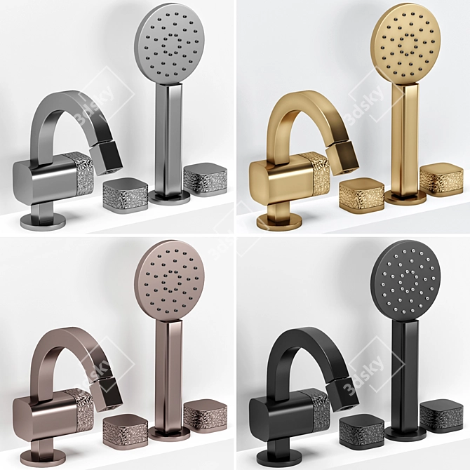 Elegant Elio Bathroom Faucet 3D model image 5