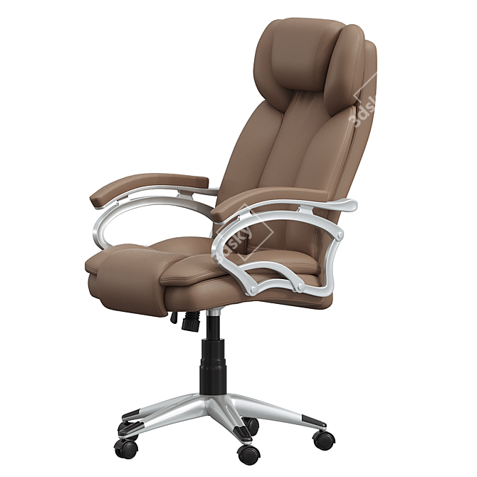 Elegant Caramel Brown Executive Office Chair 3D model image 2