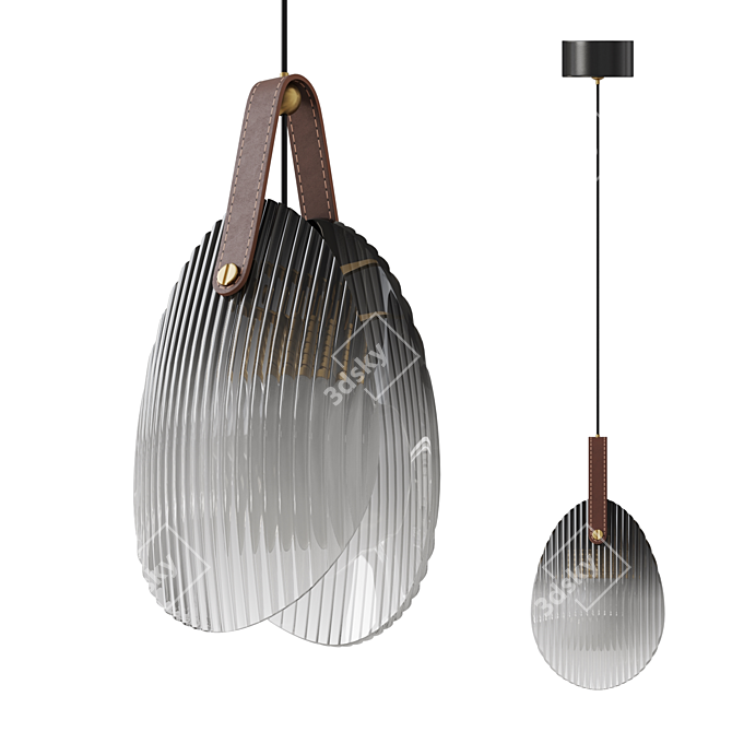  Conch Glass Pendant Leather Lamp 3D model image 1