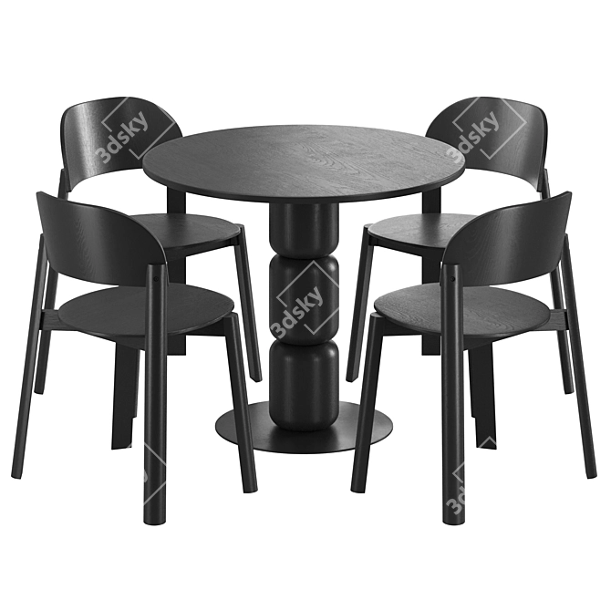 Contemporary Artu Dining Set: Beads+ Eddie 3D model image 2