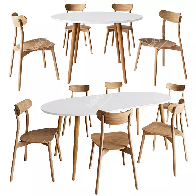 Modern Dining Set with Render 3D model image 1