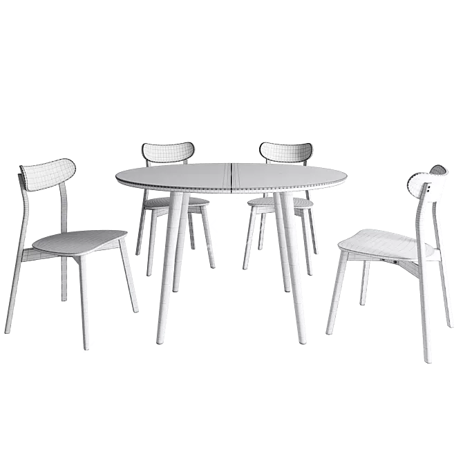 Modern Dining Set with Render 3D model image 3