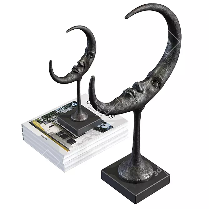 Elegance Luna Set Statuettes Books 3D model image 2