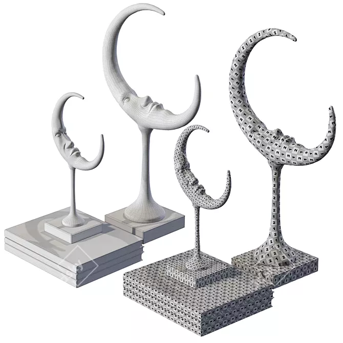 Elegance Luna Set Statuettes Books 3D model image 4