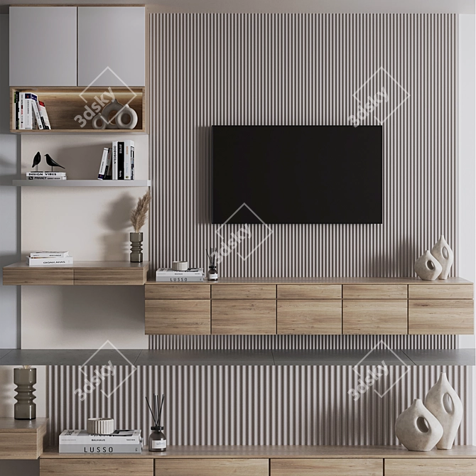 Modern Bedroom Furniture Set TV Table Shelf 3D model image 2