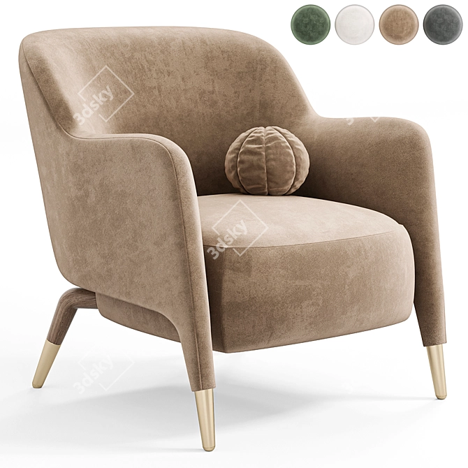 Elegant D.151.4 Armchair Design 3D model image 4