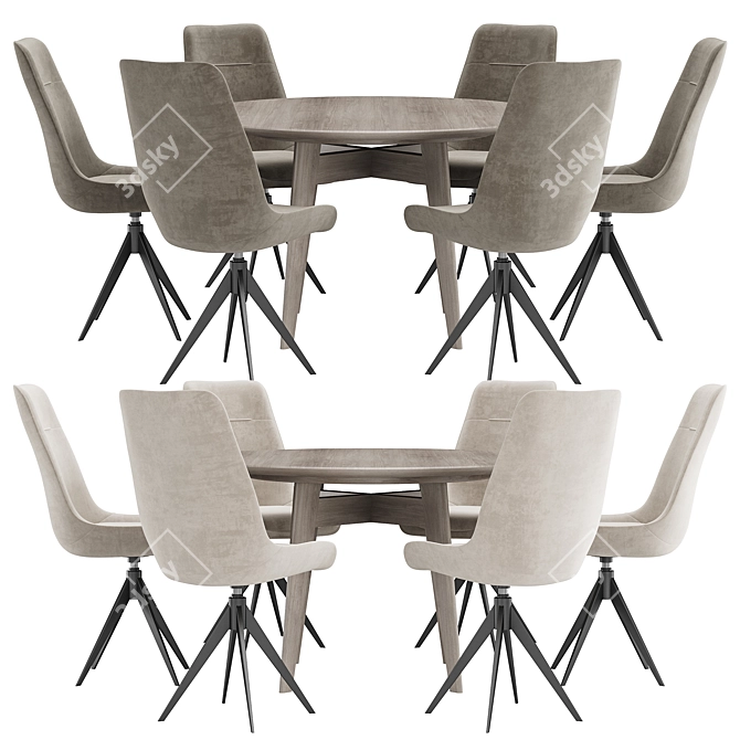 Modern Dining Set Corona Render 3D model image 1