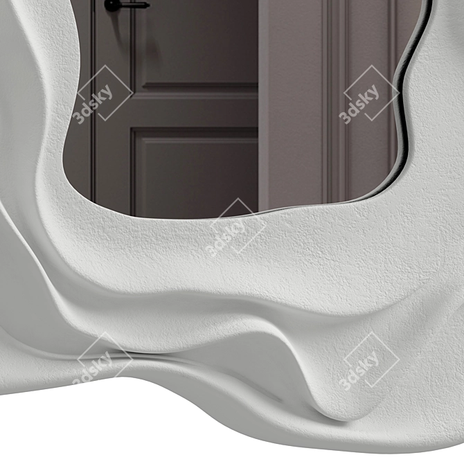 Elegant Plaster and Metal Mirror 3D model image 6
