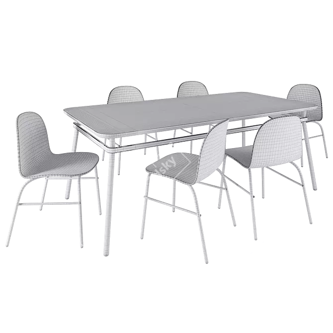 Modern Dining Set w/ Metal Chair 3D model image 4