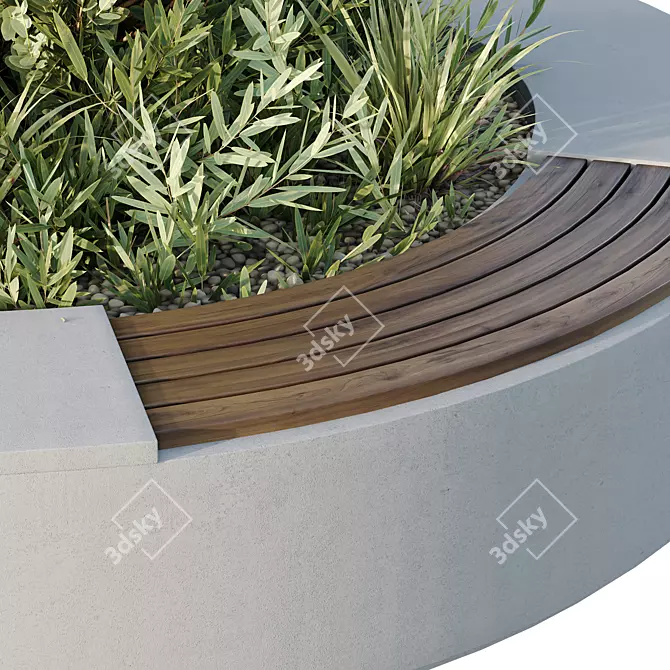 Urban Plant Bench Set 06 3D model image 4