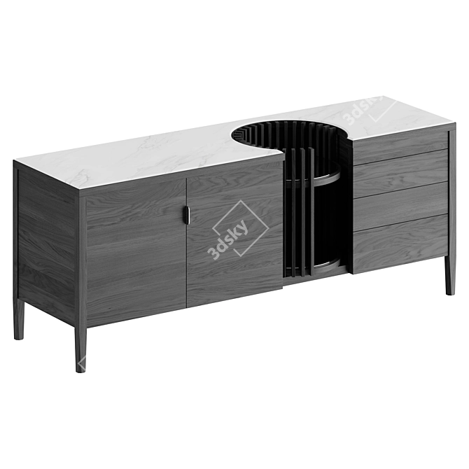 Title: Elegant Carousel Storage Sideboard 3D model image 2