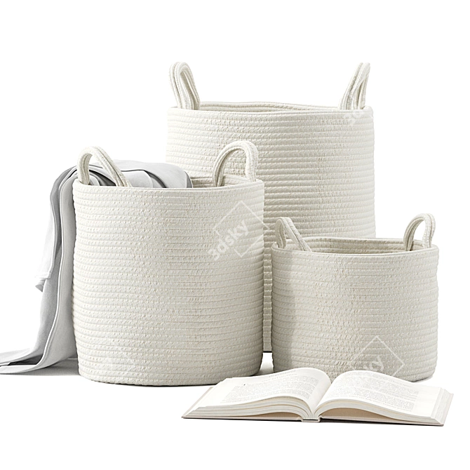 ZARA HOME Cotton Basket Set 3D model image 1