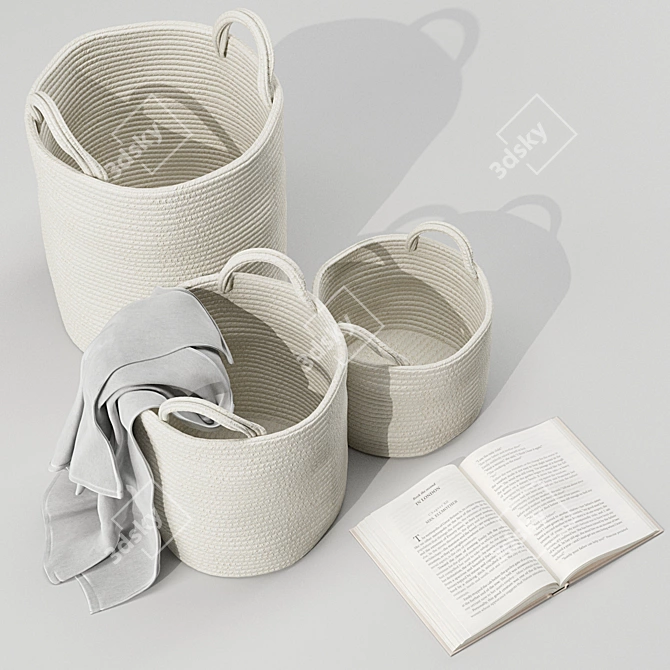 ZARA HOME Cotton Basket Set 3D model image 3