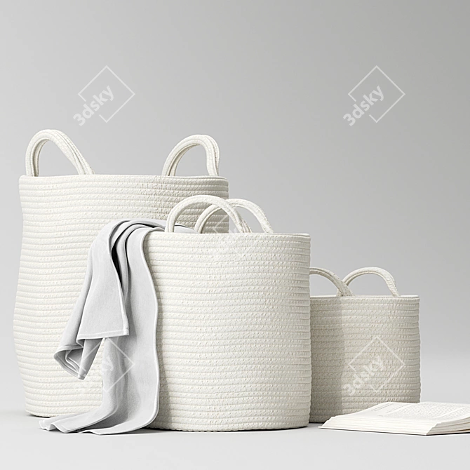 ZARA HOME Cotton Basket Set 3D model image 4