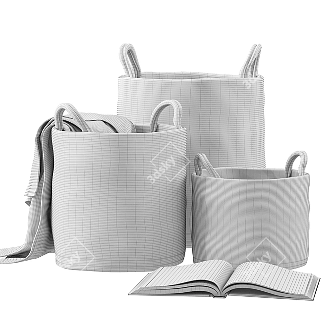 ZARA HOME Cotton Basket Set 3D model image 6
