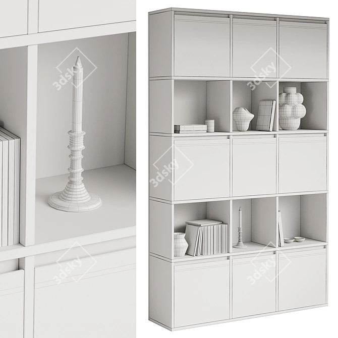 Scandi Decor Shelf with Objects 3D model image 6