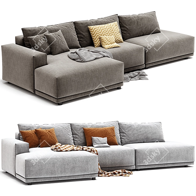 Muuto Connect 3-Seater Modular Sofa 3D model image 2