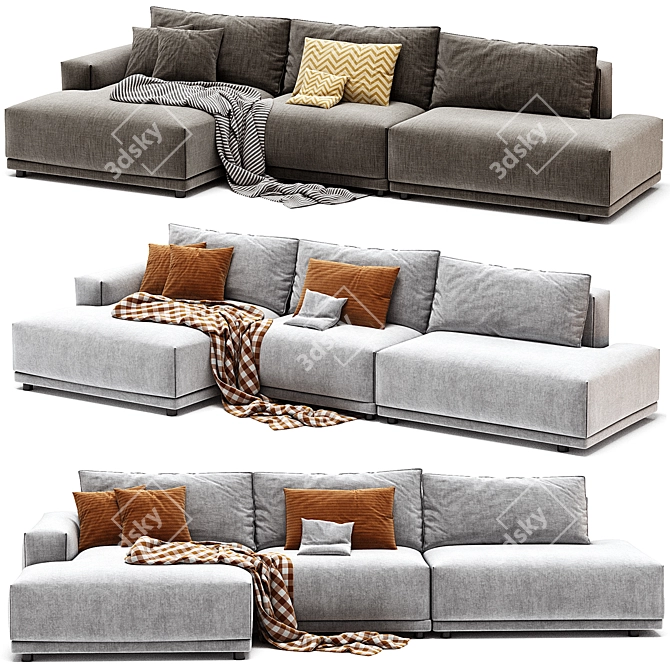 Muuto Connect 3-Seater Modular Sofa 3D model image 3