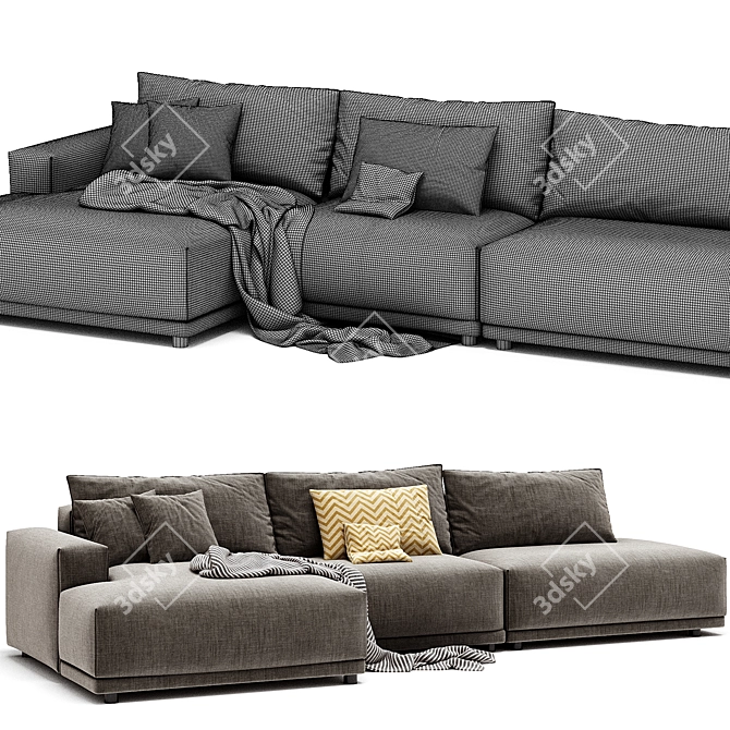 Muuto Connect 3-Seater Modular Sofa 3D model image 4