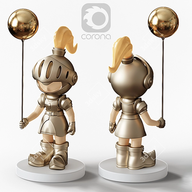 Knight Sculpture Trio Set 3D model image 1