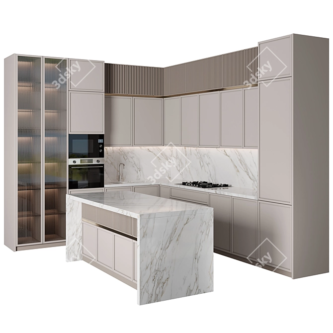 Modern Modular Kitchen Set 3D model image 1