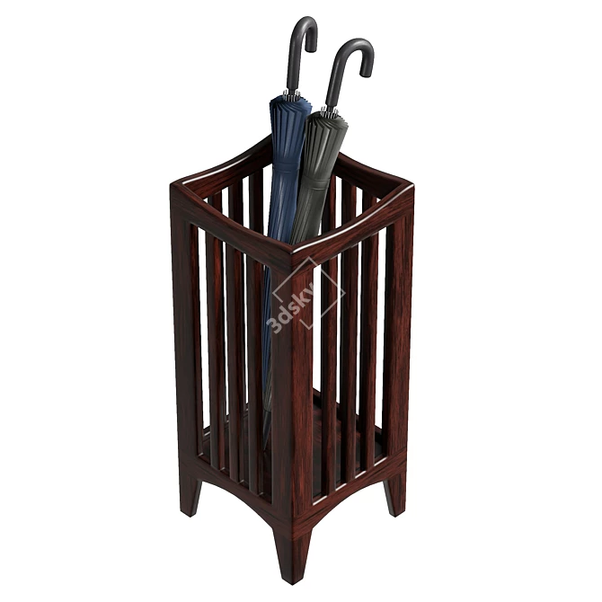 Solid Wood Umbrella Stand, UV Unwrapped 3D model image 5