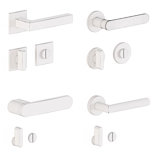 Olivari Set 1 Door Handles 3D model image 7