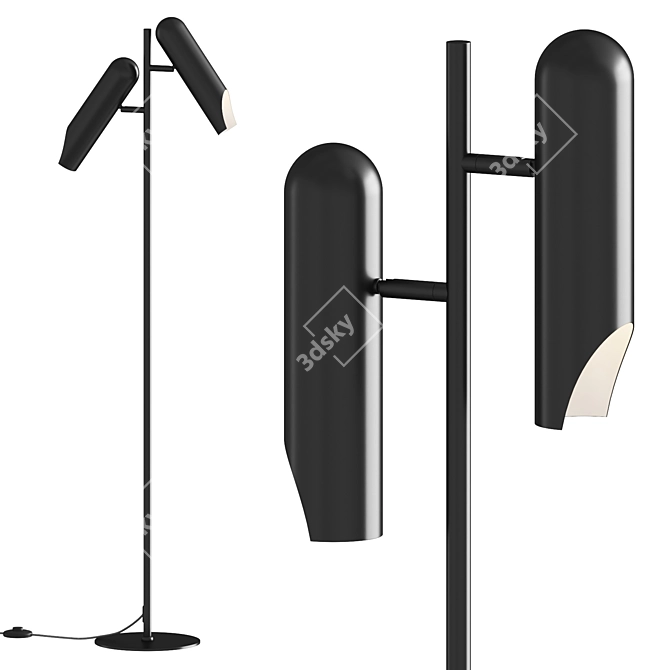 Sleek Linked Moving Floor Lamp 3D model image 1
