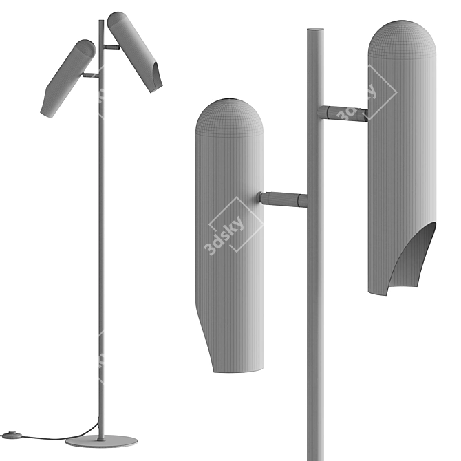 Sleek Linked Moving Floor Lamp 3D model image 2