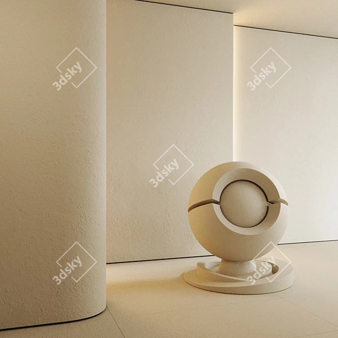 Seamless High-Resolution Decorative Plaster Kit 3D model image 3