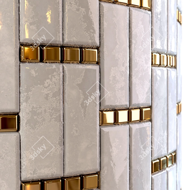 Steel Marble Mix Tile PBR 3D model image 4