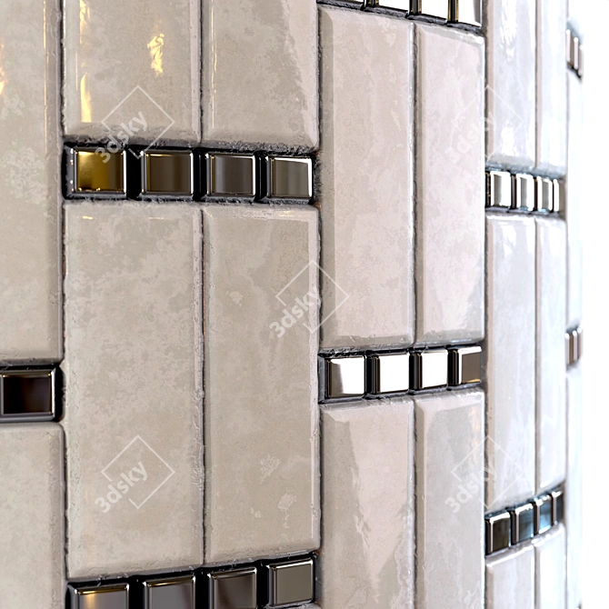 Steel Marble Mix Tile PBR 3D model image 5