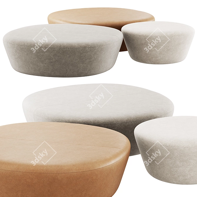 Modern Beat Pouf by Andreu World 3D model image 1