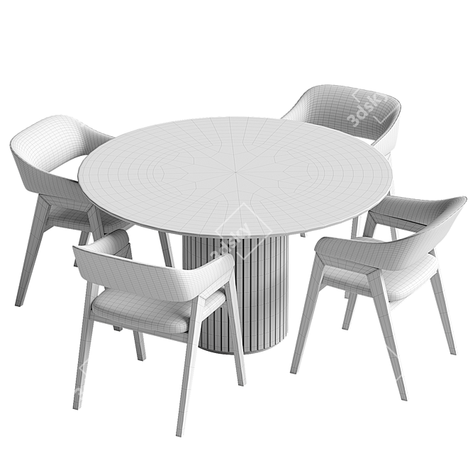 Cream Fabric Chelsea Chair Palais Royal Dining Table 3D model image 2