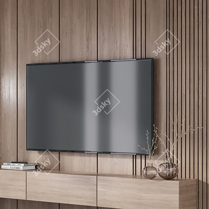 Modern TV Wall Decor Set 3D model image 3