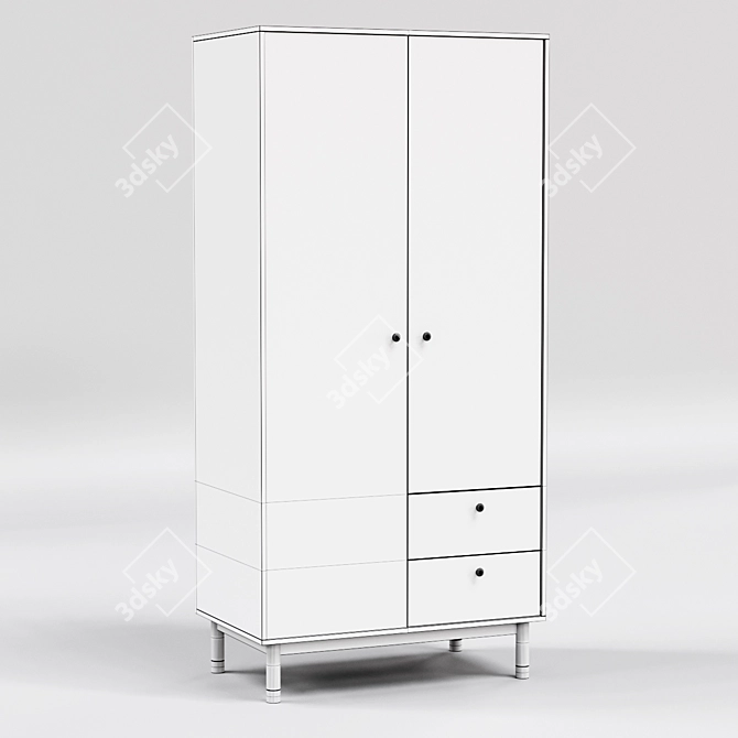 Lambro Two-Door Wardrobe with Drawers 3D model image 2