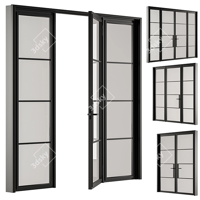 Compact Metal Glass Door Kit 3D model image 1