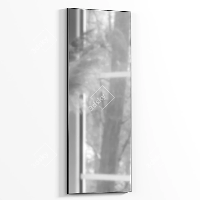 Black Metal Wall Mirror 170x65 3D model image 2