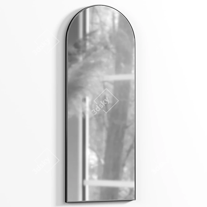 Black Metal Wall Mirror 170x65 3D model image 3